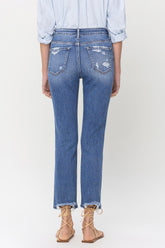 Lovervet Women's High Rise Raw Hem Straight Jeans - Trendy and Versatile Denim